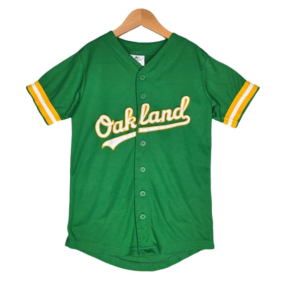 OAKLAND A’S YOUTH PROGRAM BASEBALL JERSEY – GREEN/YELLOW – SIZE SMALL – #21